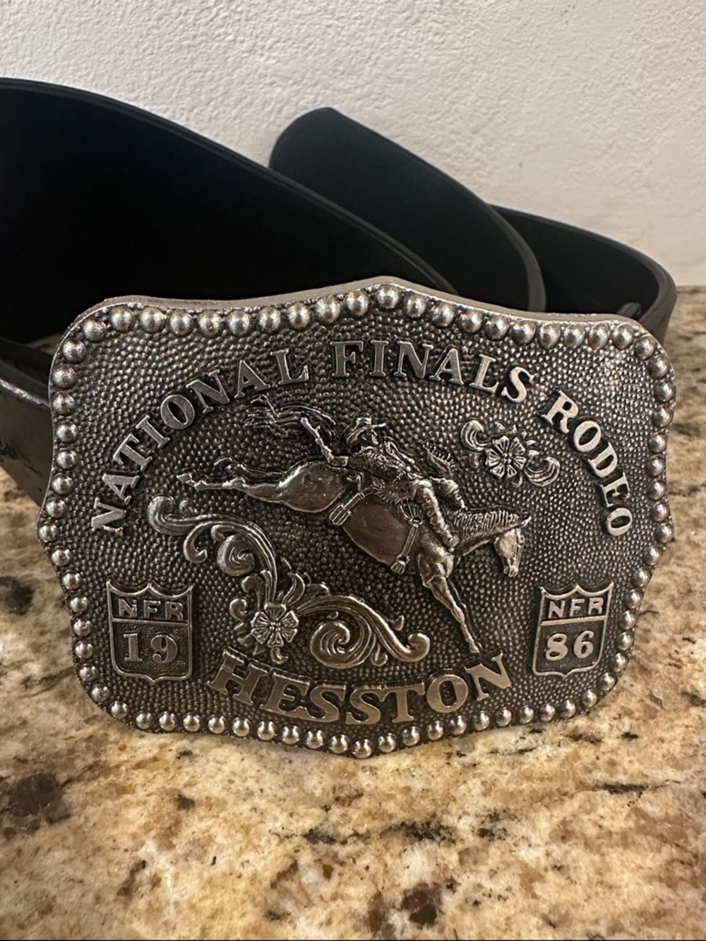 Hesston National Finals Rodeo Silver Buckle Belt - Black